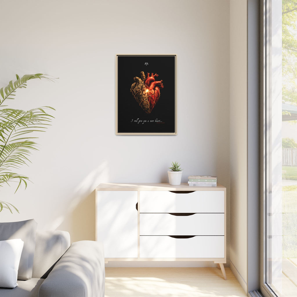 A New Heart (Ezekiel 36:26) - Framed Matte Canvas