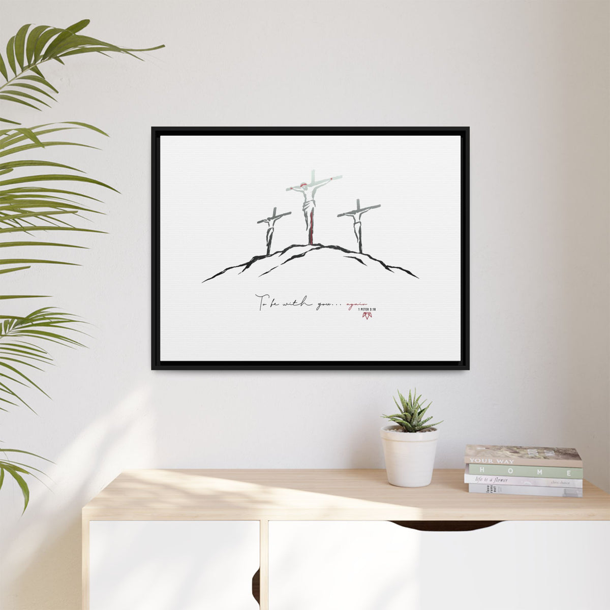 Again (1 Peter 3:18) - Framed Matte Canvas