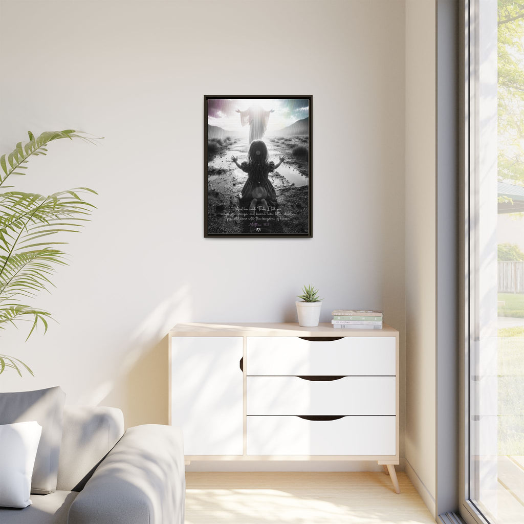 As a child (Matthew 18:3) - Framed Matte Canvas