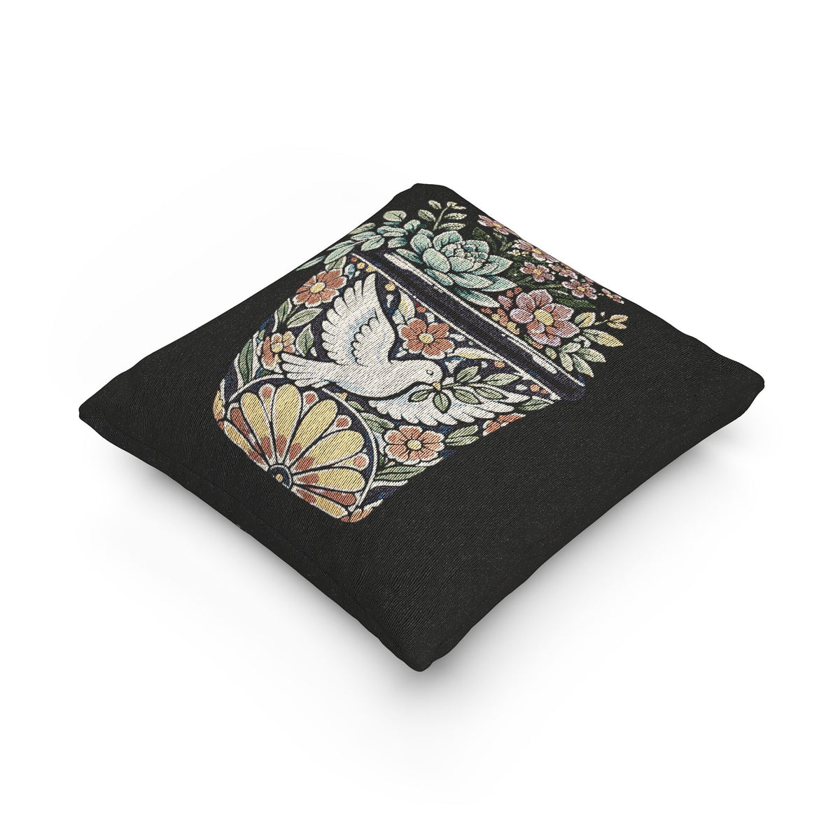 Planted In Gods Word (Dove) Woven Pillow — Botanical Succulent Decorative Cushion