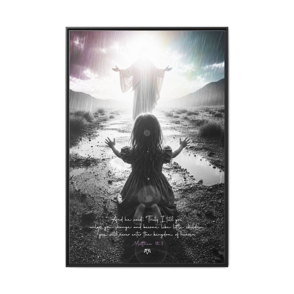 As a child (Matthew 18:3) - Framed Matte Canvas