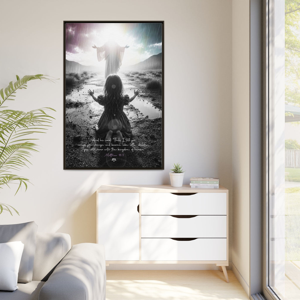 As a child (Matthew 18:3) - Framed Matte Canvas