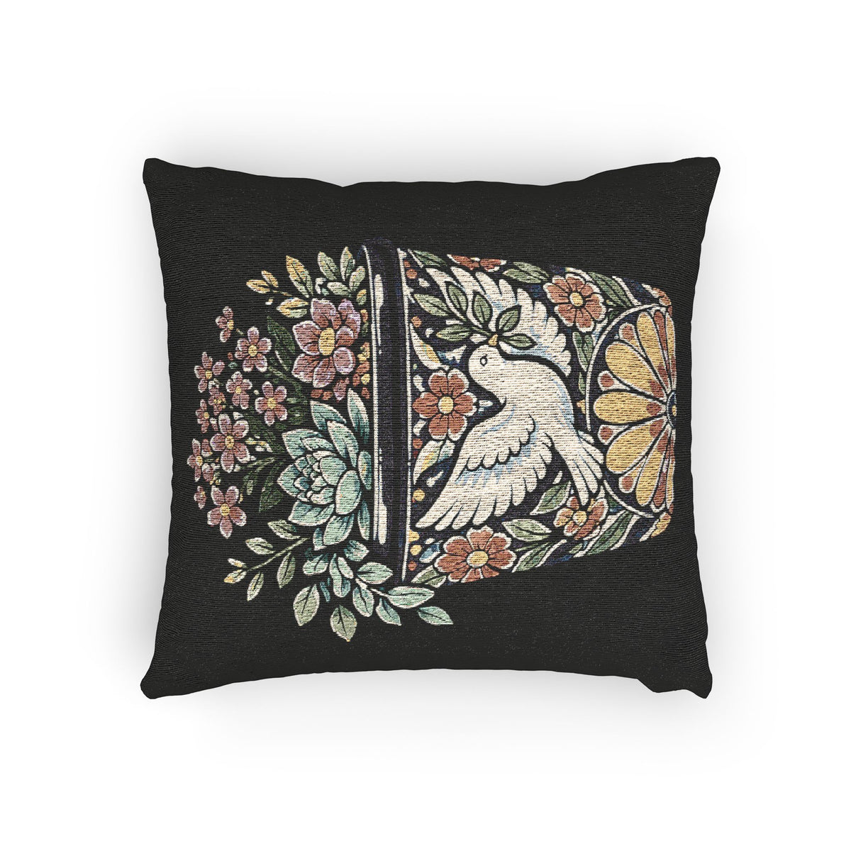 Planted In Gods Word (Dove) Woven Pillow — Botanical Succulent Decorative Cushion
