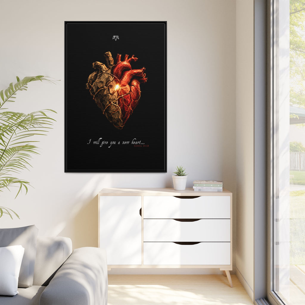 A New Heart (Ezekiel 36:26) - Framed Matte Canvas