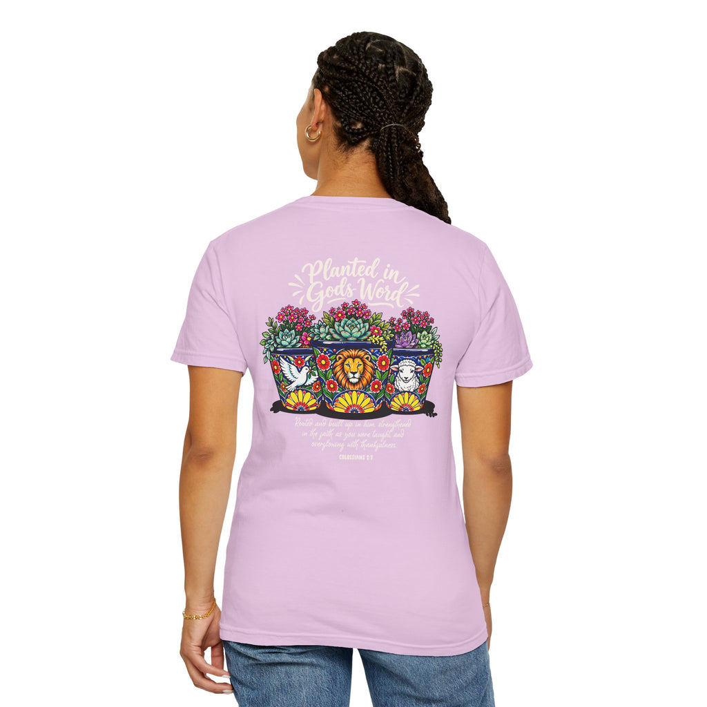 Planted in God's Word T-Shirt — Floral Planter Bible Verse Tee