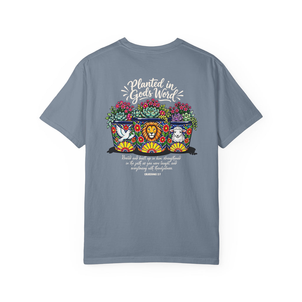 Planted in God's Word T-Shirt — Floral Planter Bible Verse Tee