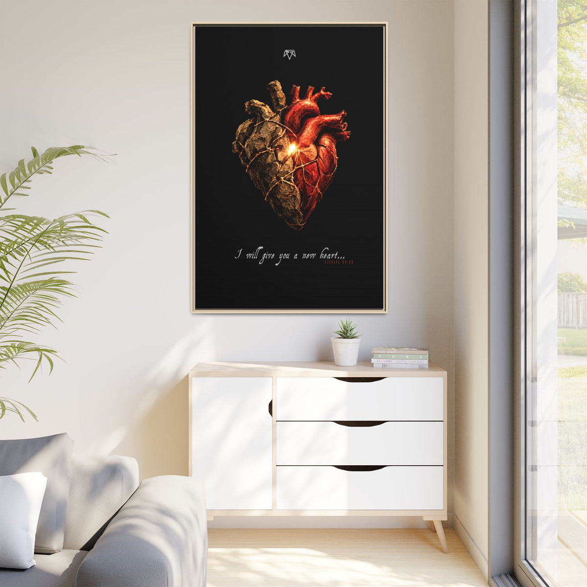 A New Heart (Ezekiel 36:26) - Framed Matte Canvas