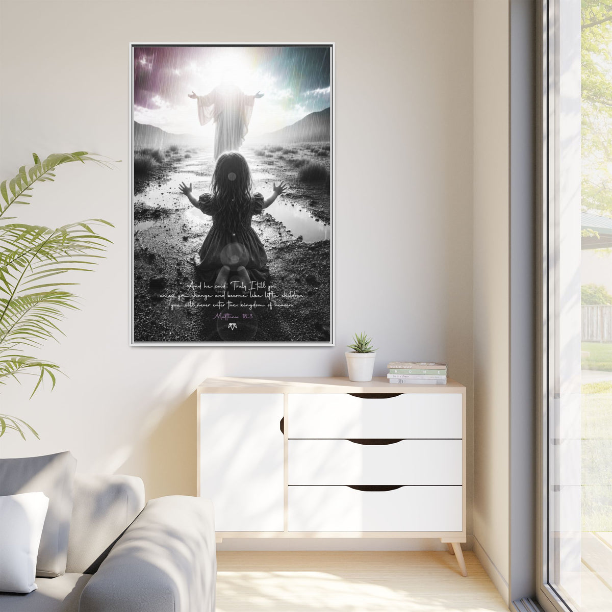 As a child (Matthew 18:3) - Framed Matte Canvas