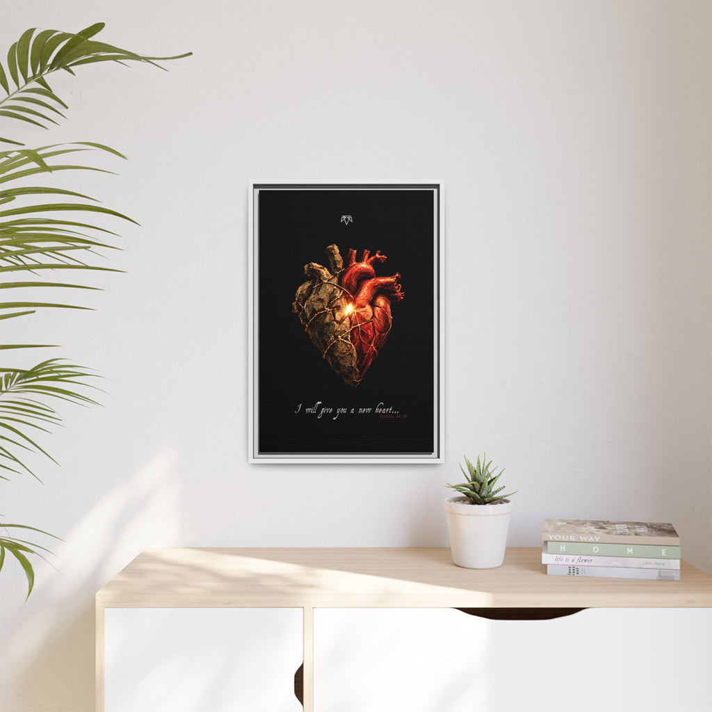 A New Heart (Ezekiel 36:26) - Framed Matte Canvas