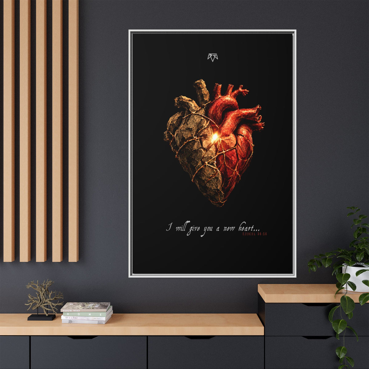 A New Heart (Ezekiel 36:26) - Framed Matte Canvas