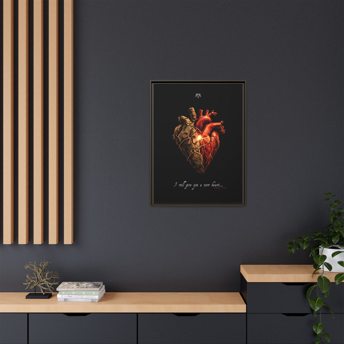 A New Heart (Ezekiel 36:26) - Framed Matte Canvas