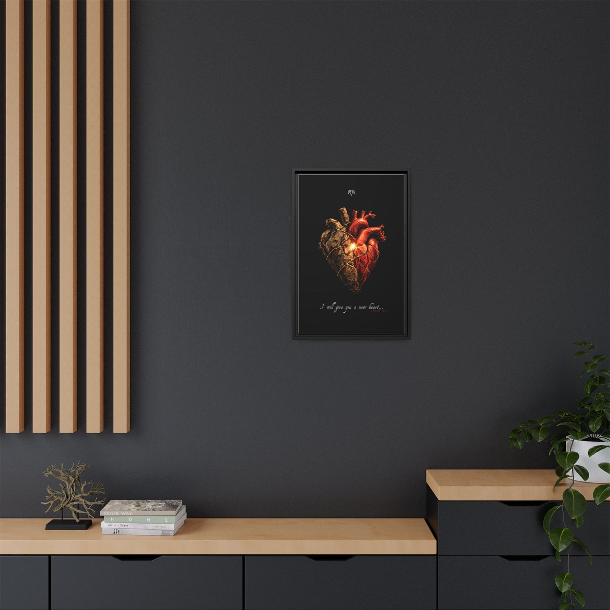 A New Heart (Ezekiel 36:26) - Framed Matte Canvas