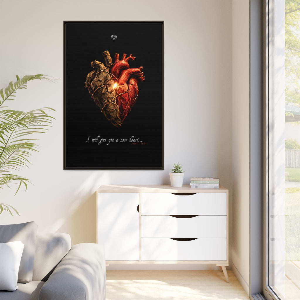 A New Heart (Ezekiel 36:26) - Framed Matte Canvas