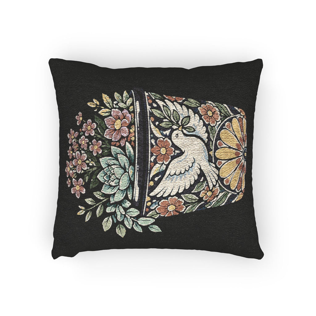 Planted In Gods Word (Dove) Woven Pillow — Botanical Succulent Decorative Cushion
