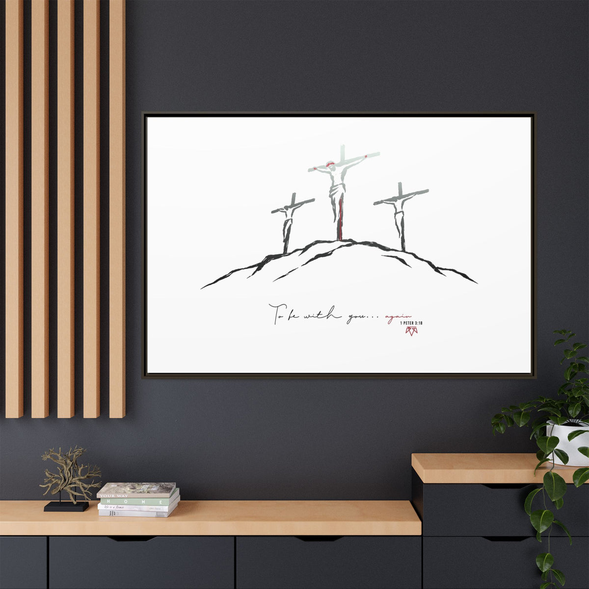 Again (1 Peter 3:18) - Framed Matte Canvas