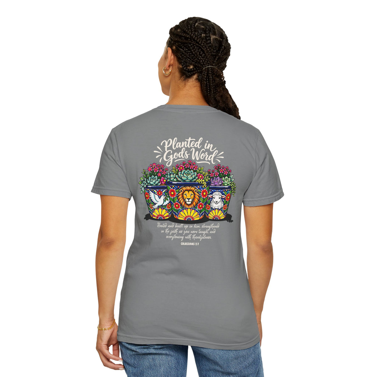 Planted in God's Word T-Shirt — Floral Planter Bible Verse Tee