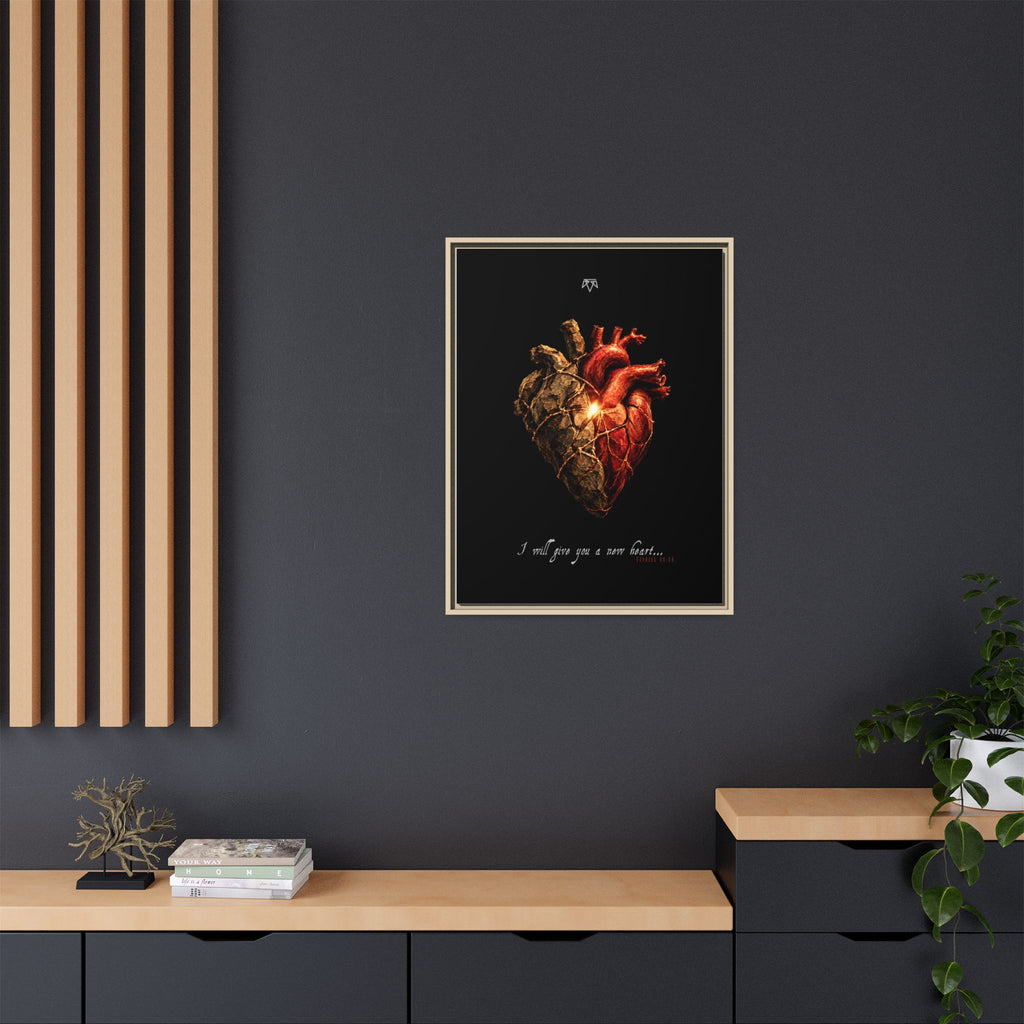 A New Heart (Ezekiel 36:26) - Framed Matte Canvas
