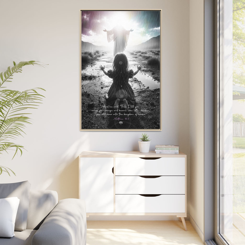 As a child (Matthew 18:3) - Framed Matte Canvas