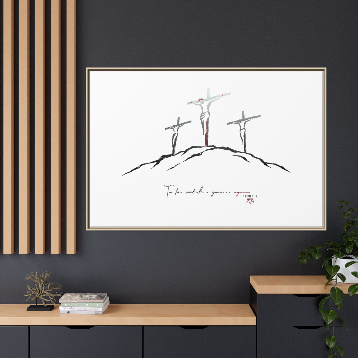 Again (1 Peter 3:18) - Framed Matte Canvas