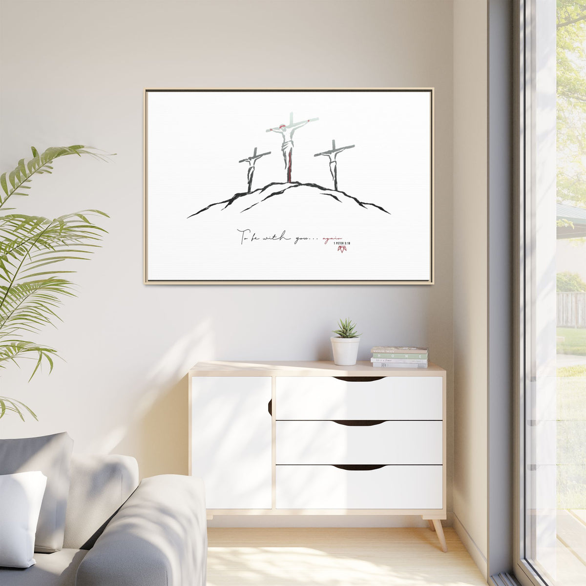 Again (1 Peter 3:18) - Framed Matte Canvas