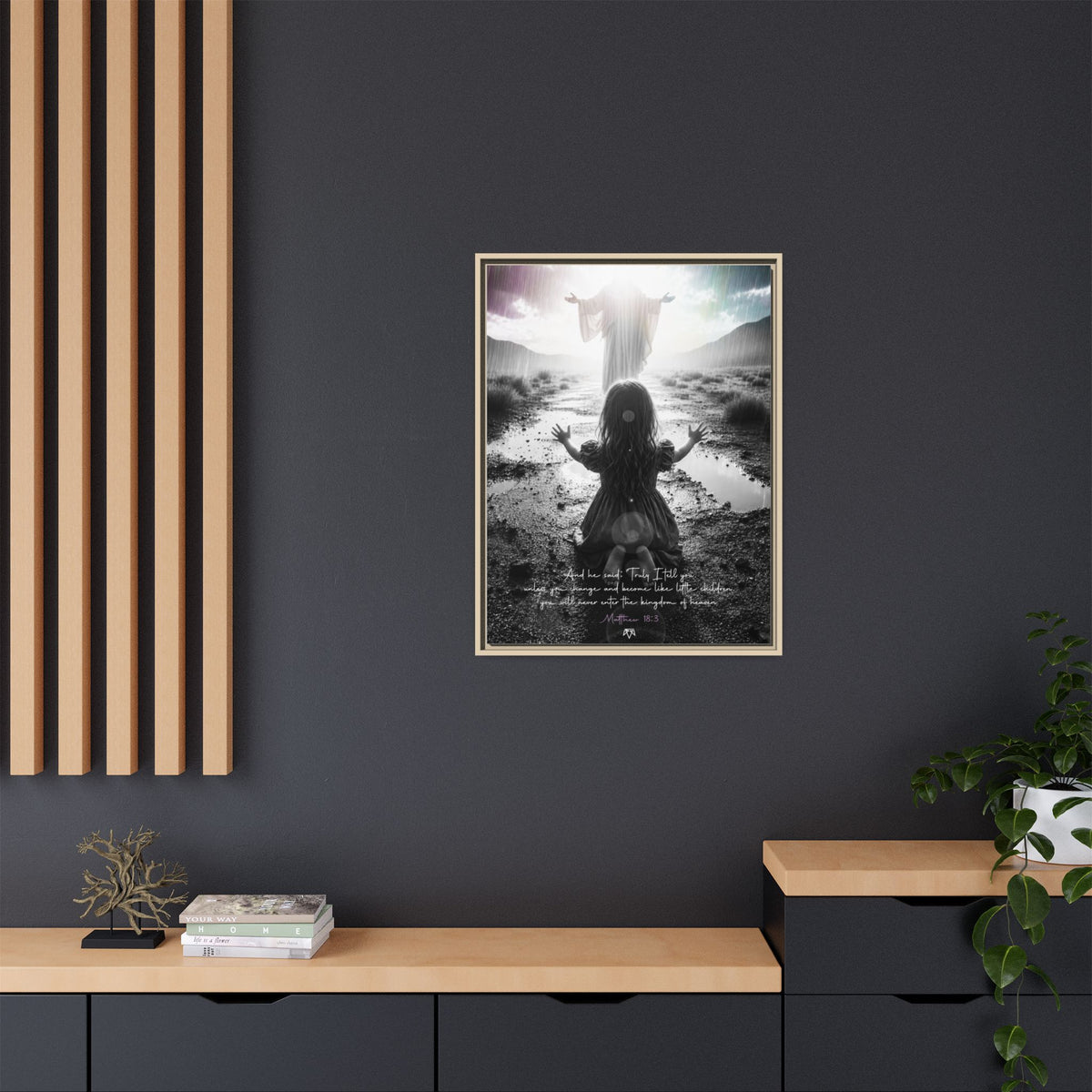 As a child (Matthew 18:3) - Framed Matte Canvas