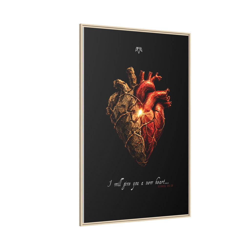 A New Heart (Ezekiel 36:26) - Framed Matte Canvas