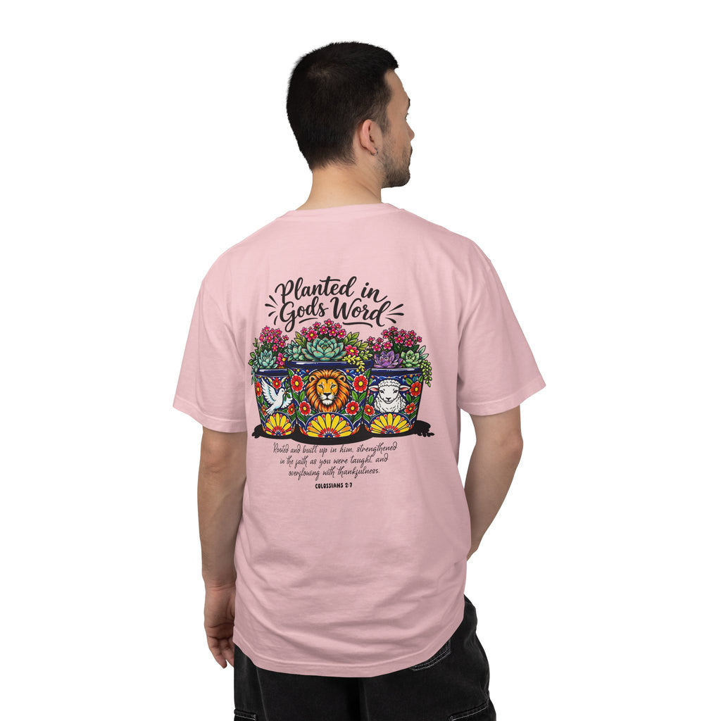 Planted in God's Word T-Shirt — Floral Planter Bible Verse Tee