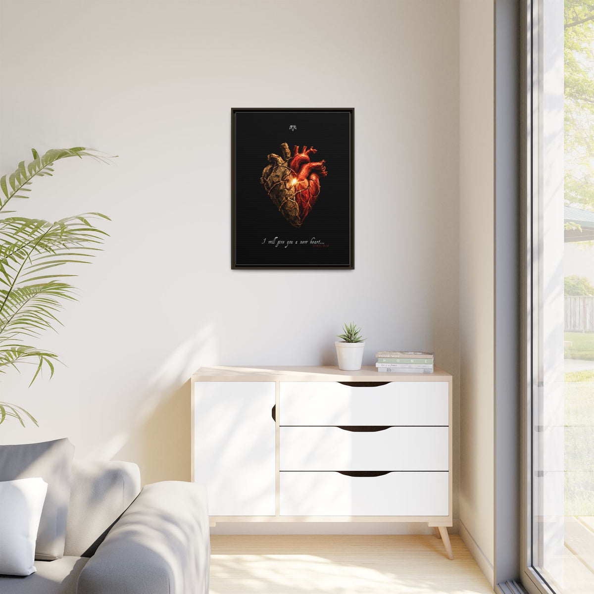 A New Heart (Ezekiel 36:26) - Framed Matte Canvas