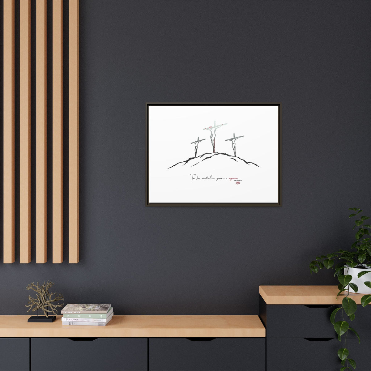 Again (1 Peter 3:18) - Framed Matte Canvas