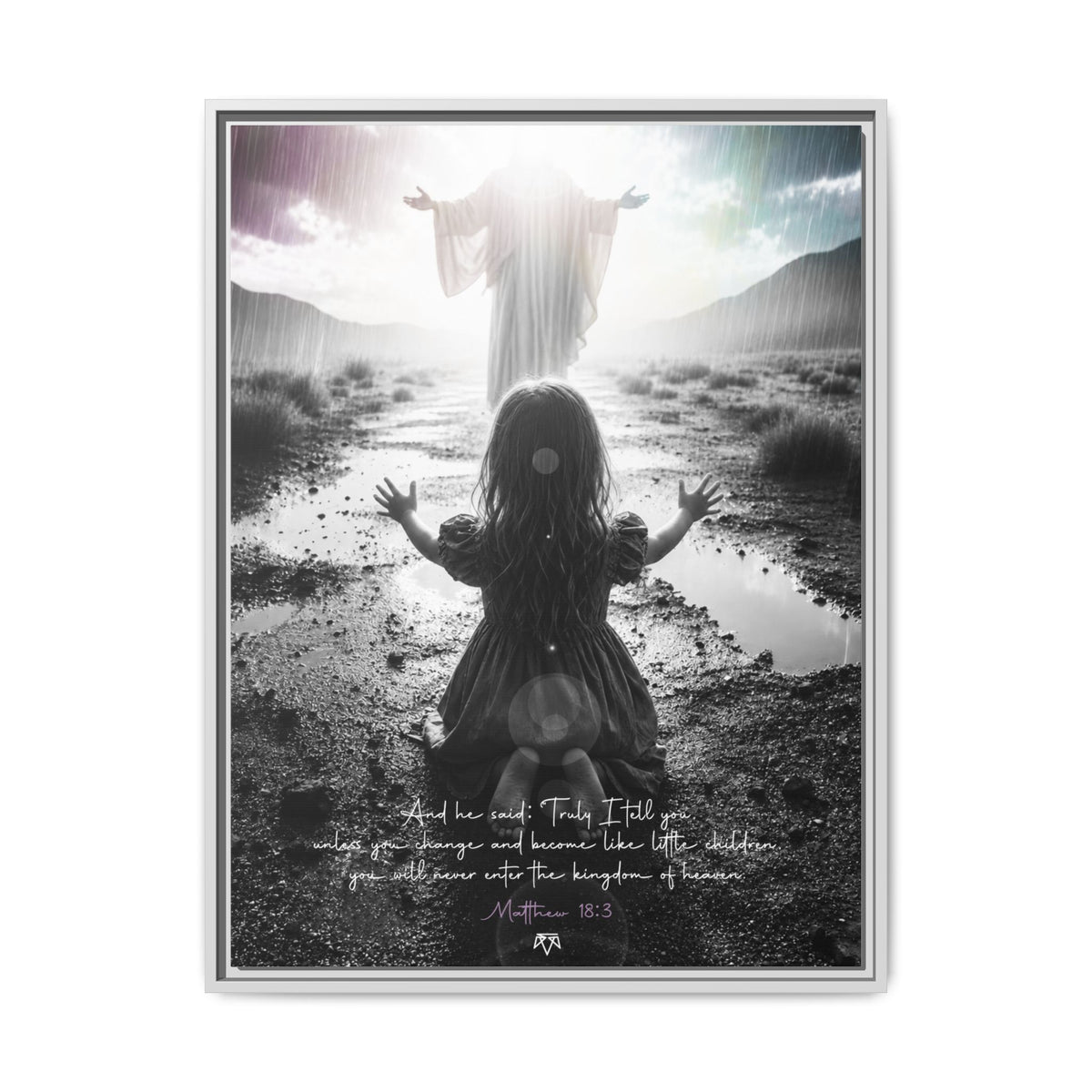 As a child (Matthew 18:3) - Framed Matte Canvas