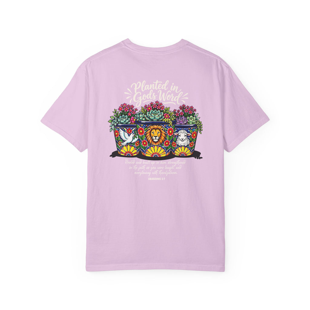 Planted in God's Word T-Shirt — Floral Planter Bible Verse Tee