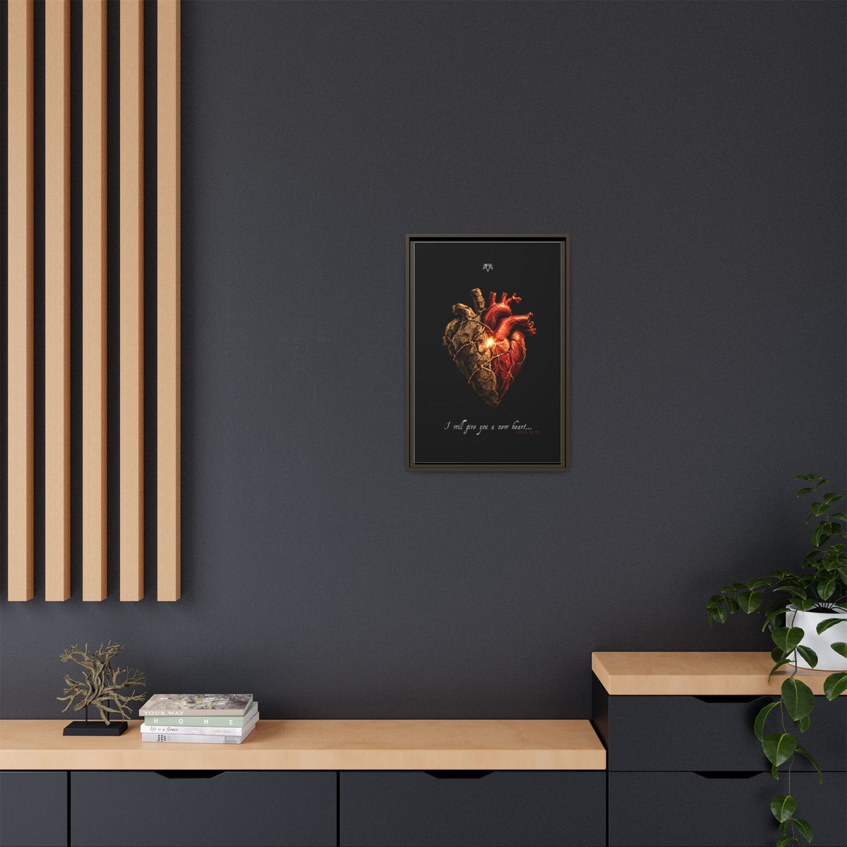 A New Heart (Ezekiel 36:26) - Framed Matte Canvas