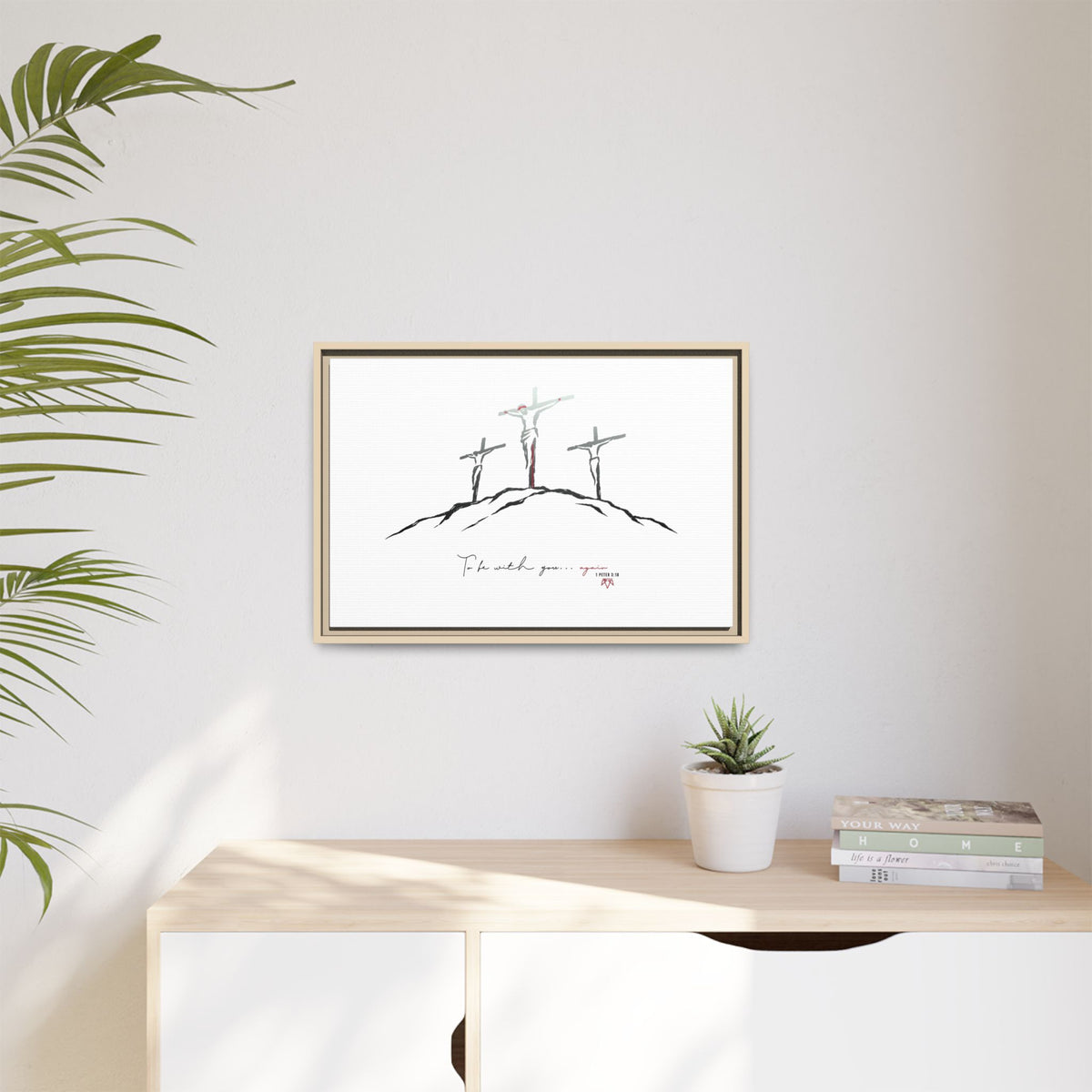 Again (1 Peter 3:18) - Framed Matte Canvas