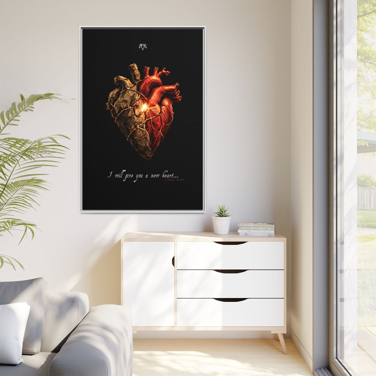 A New Heart (Ezekiel 36:26) - Framed Matte Canvas