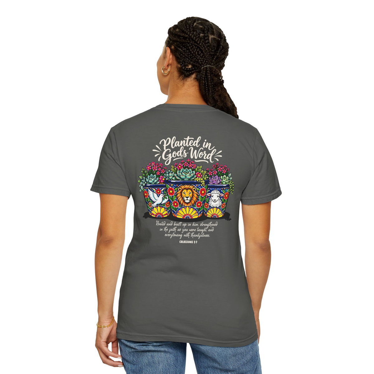 Planted in God's Word T-Shirt — Floral Planter Bible Verse Tee