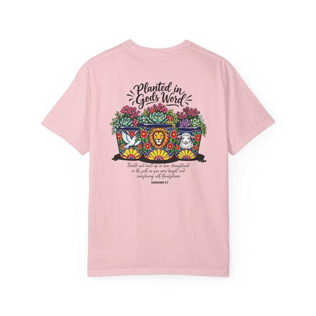 Planted in God's Word T-Shirt — Floral Planter Bible Verse Tee