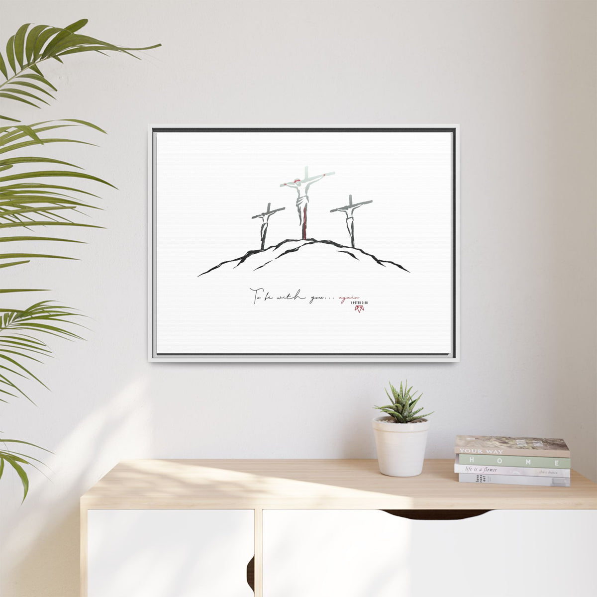 Again (1 Peter 3:18) - Framed Matte Canvas