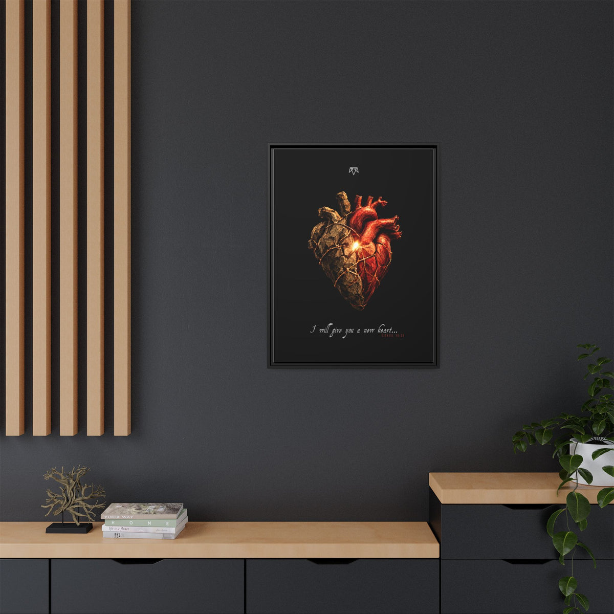 A New Heart (Ezekiel 36:26) - Framed Matte Canvas