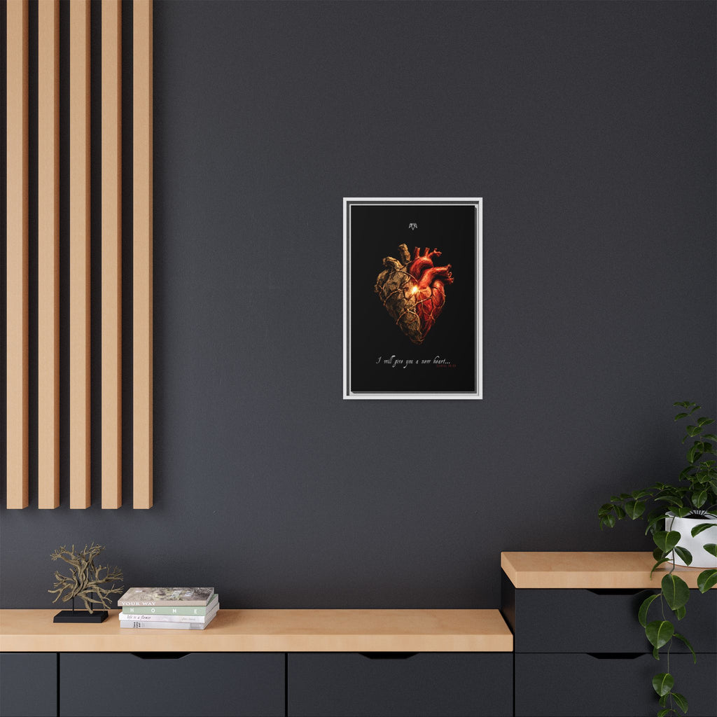 A New Heart (Ezekiel 36:26) - Framed Matte Canvas