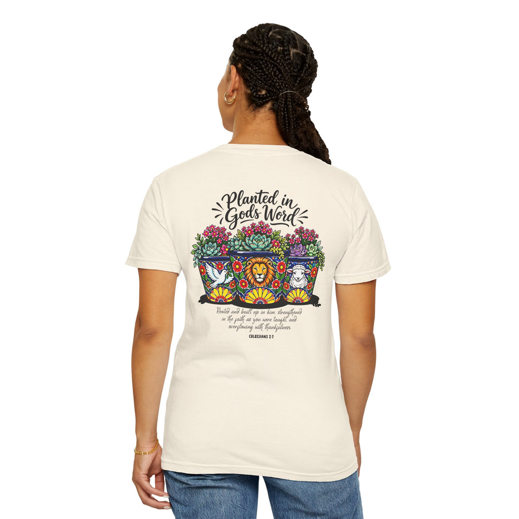 Planted in God's Word T-Shirt — Floral Planter Bible Verse Tee