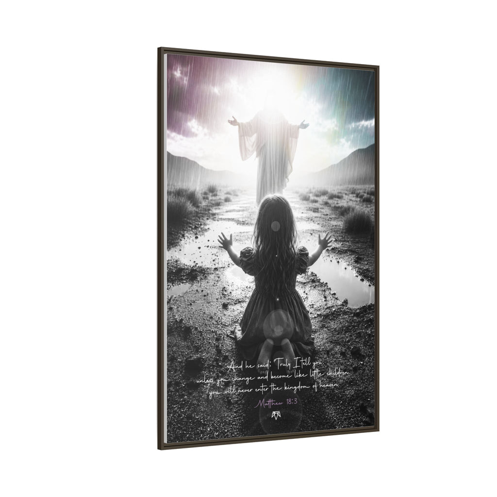 As a child (Matthew 18:3) - Framed Matte Canvas