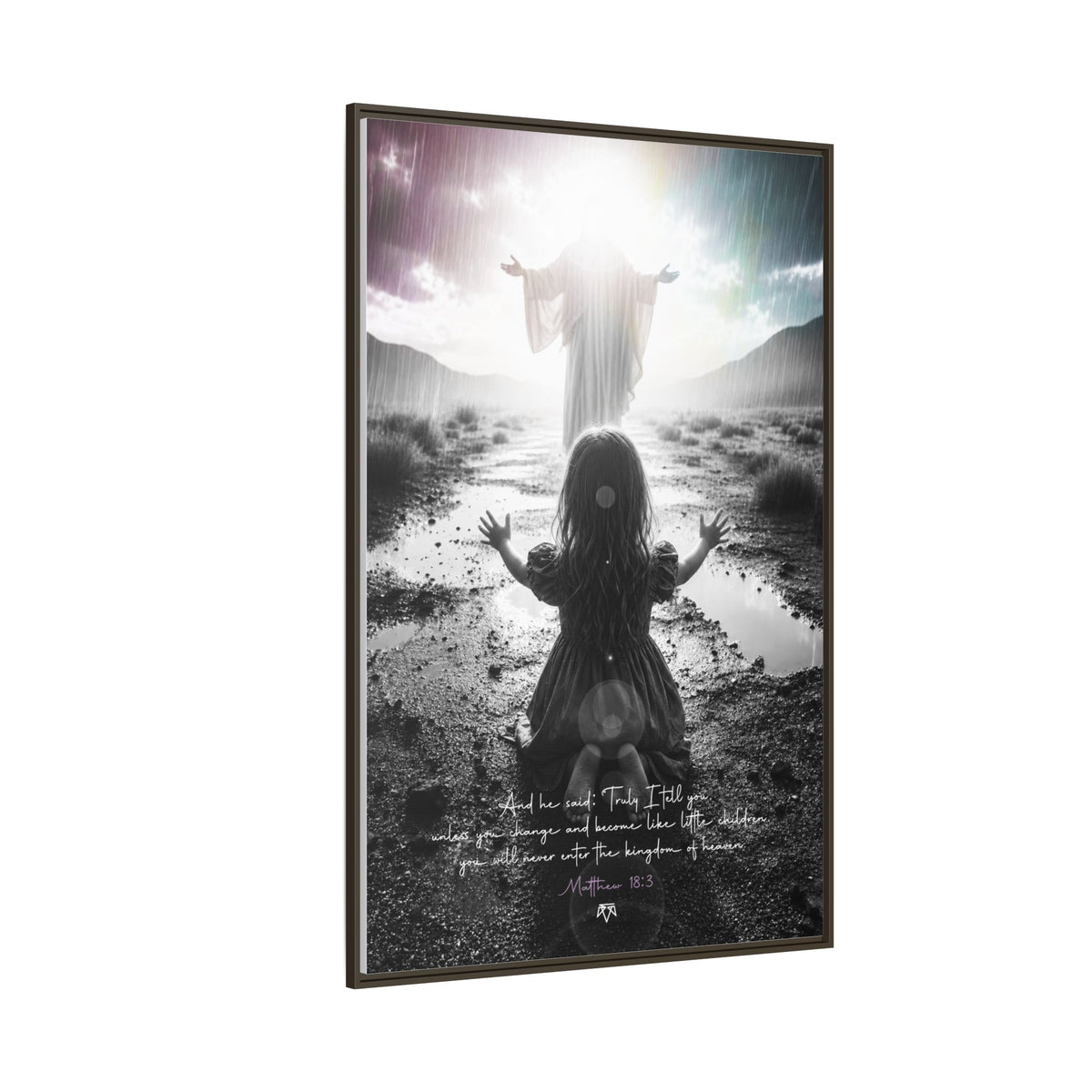 As a child (Matthew 18:3) - Framed Matte Canvas