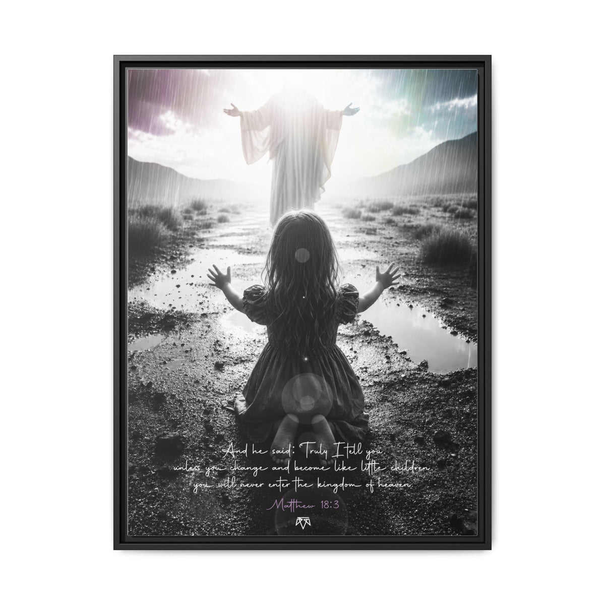 As a child (Matthew 18:3) - Framed Matte Canvas