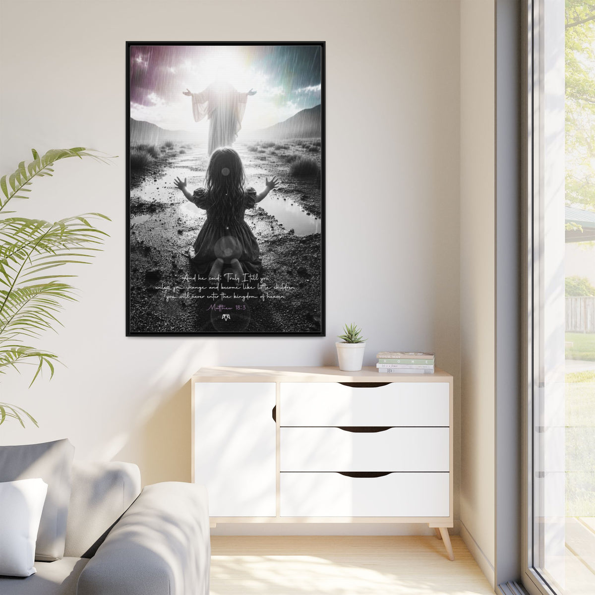 As a child (Matthew 18:3) - Framed Matte Canvas
