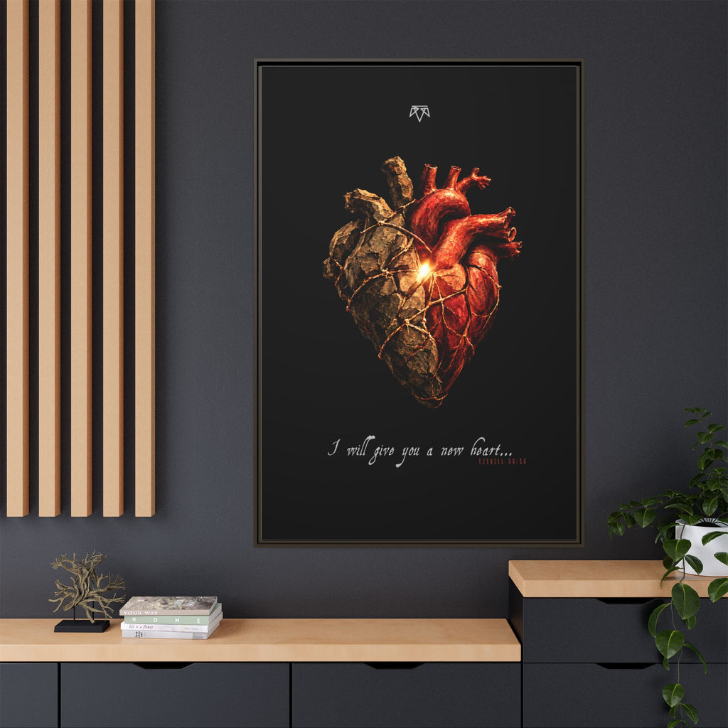 A New Heart (Ezekiel 36:26) - Framed Matte Canvas