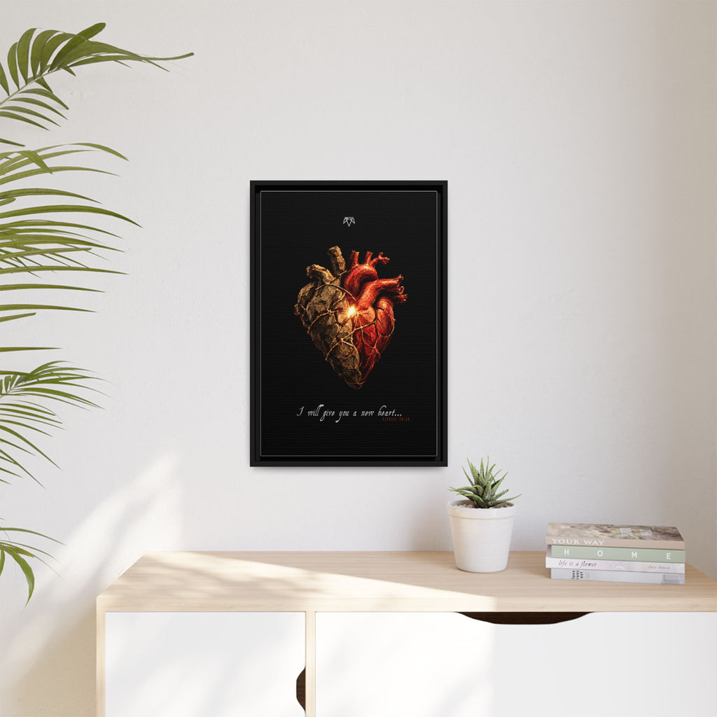 A New Heart (Ezekiel 36:26) - Framed Matte Canvas
