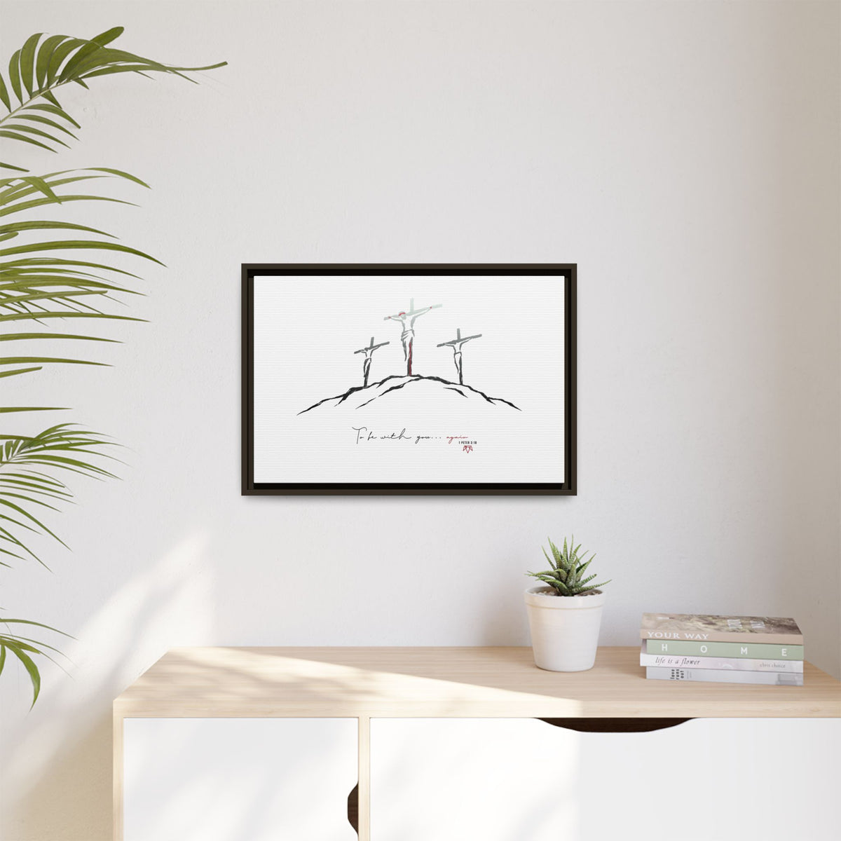 Again (1 Peter 3:18) - Framed Matte Canvas