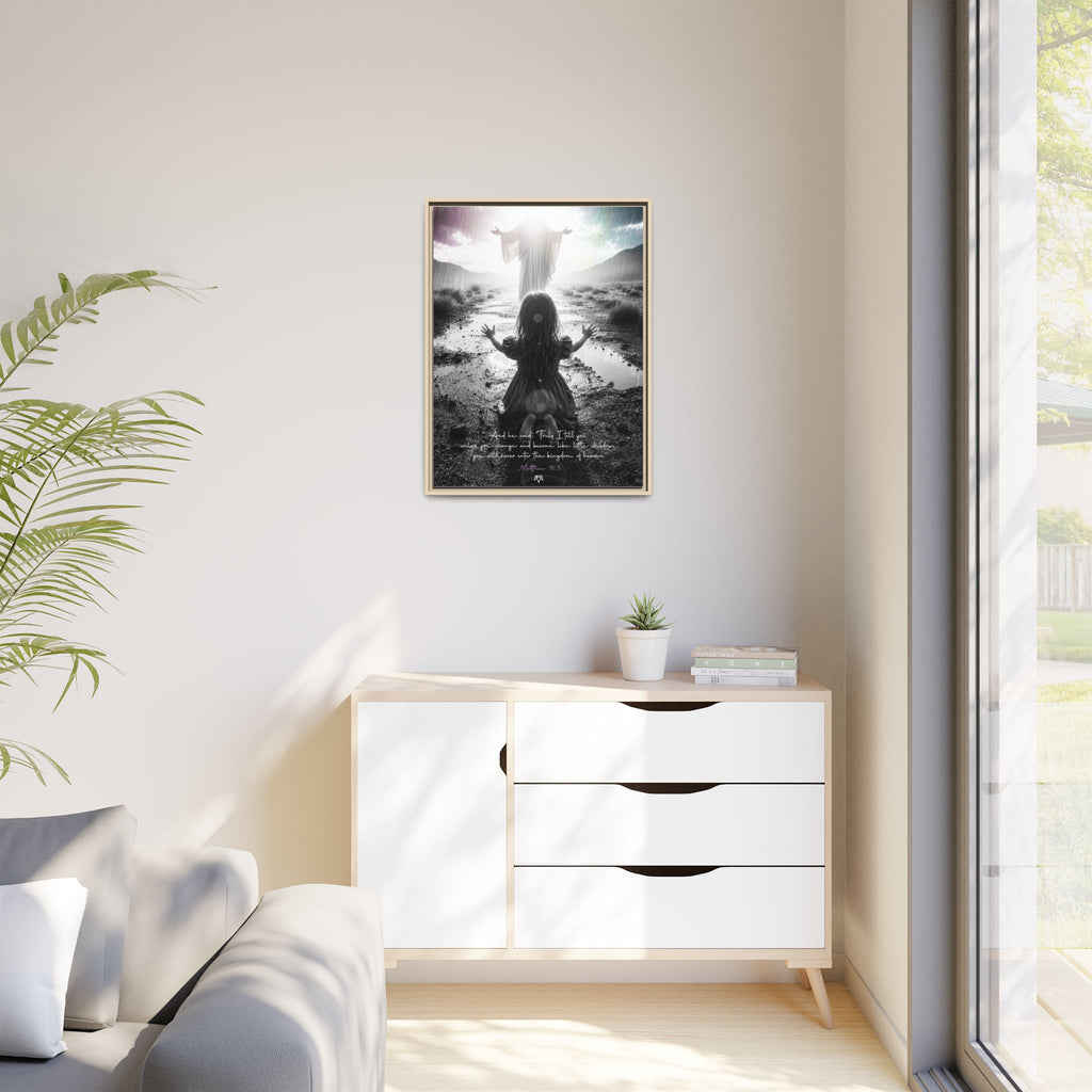 As a child (Matthew 18:3) - Framed Matte Canvas
