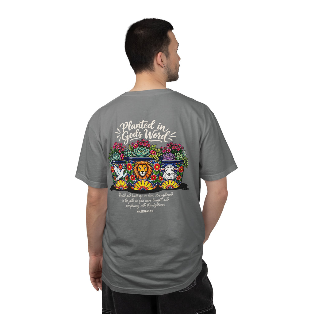 Planted in God's Word T-Shirt — Floral Planter Bible Verse Tee