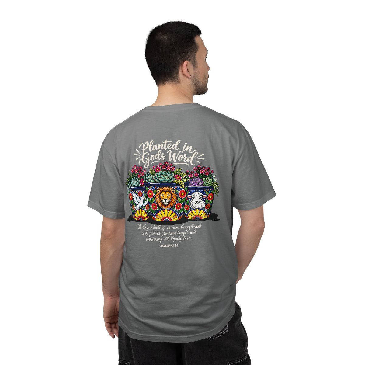 Planted in God's Word T-Shirt — Floral Planter Bible Verse Tee